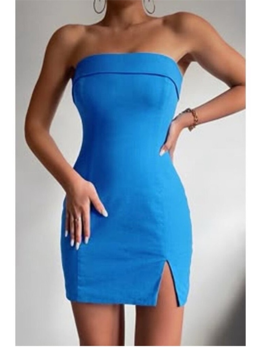 RNWY The Label Blue Womens Size XS Strapless Mini Dress